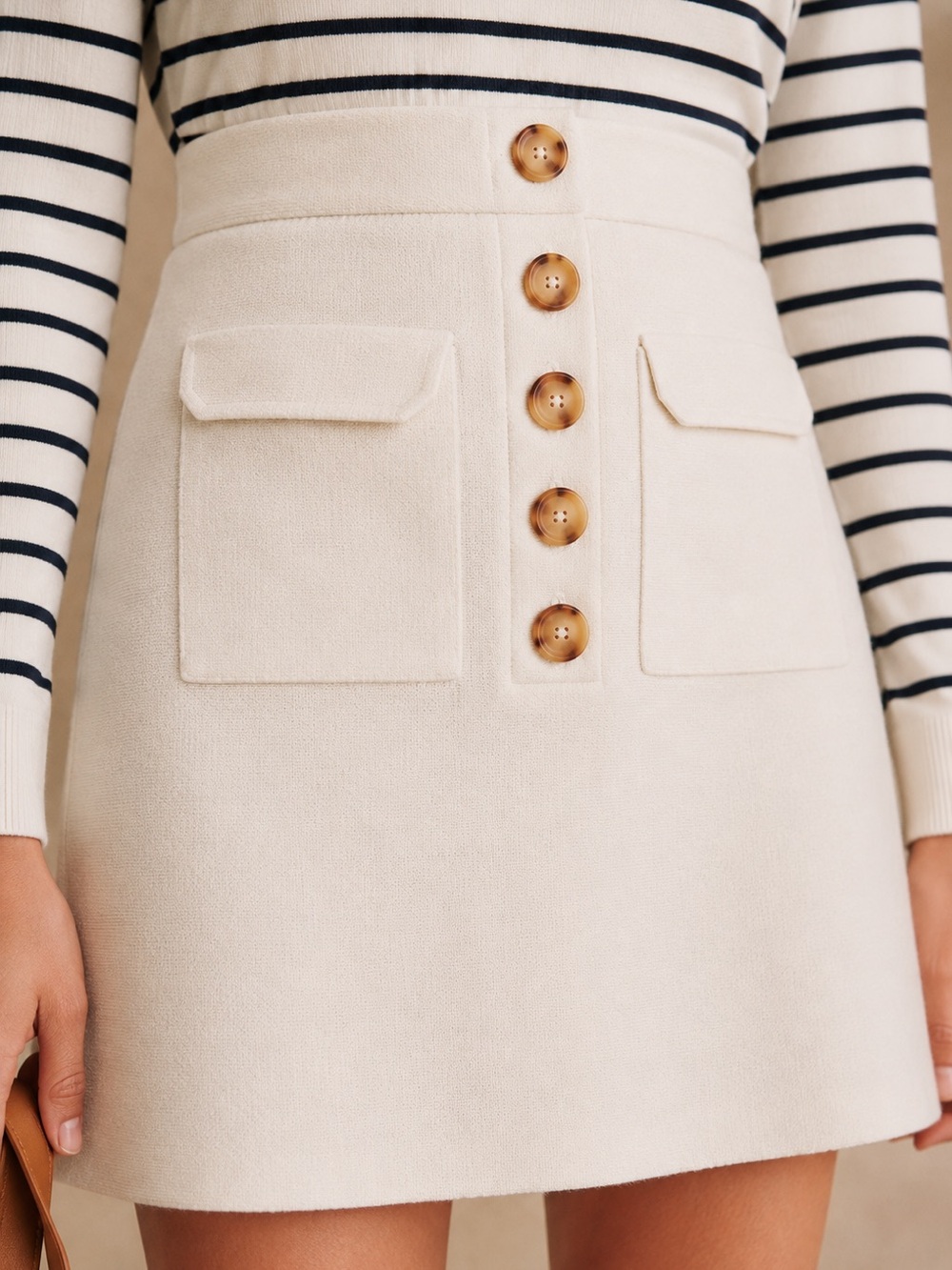 Sezane Sorena Skirt Size Medium Merino Wool Knit Mini - Picture 14 of 16